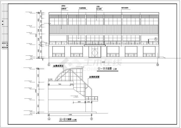 某三层框架结构展示楼建筑施工图（高14米）-图二