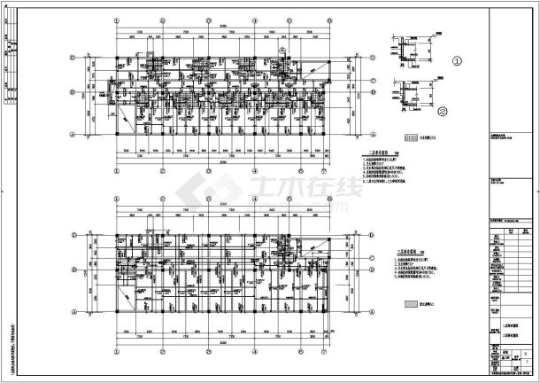 某三层框架结构办公楼结构施工图纸-图二