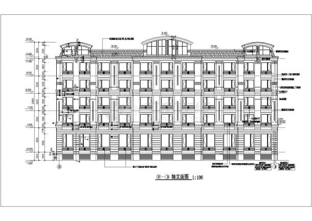 某地区某5层楼办公楼建筑设计施工图-图一