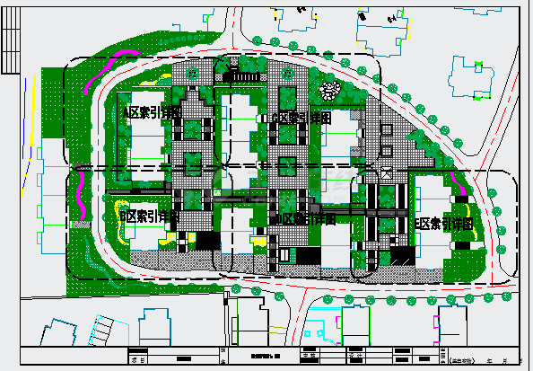 【安徽】现代风格某县城居住区花园全套施工图（共27张）-图一