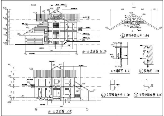 某2层框架独栋别墅建筑设计施工图_图1