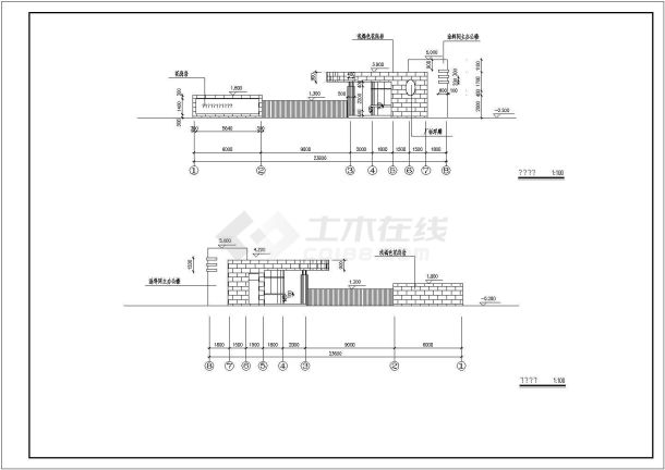 15套企业大门门卫建筑施工图纸合集-图二