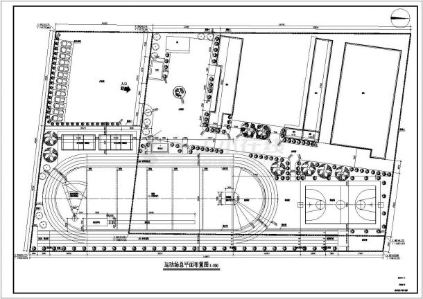 某地校园户外运动场地规划与建筑设计施工图-图二