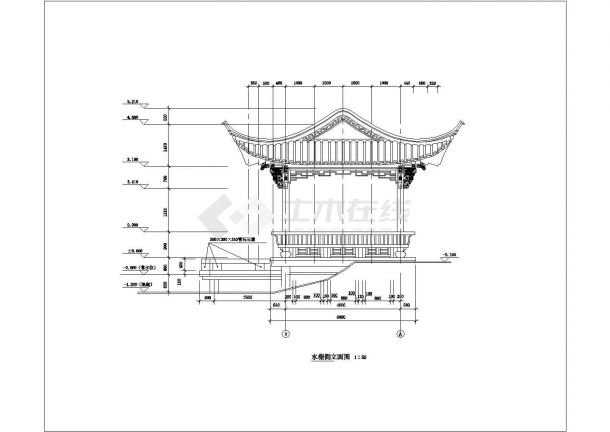 古典园林水榭楼台景观设计施工图（2套）-图二