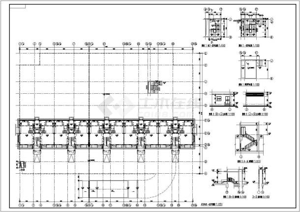 3738平方米停车场建筑施工图，共2张cad图-图二