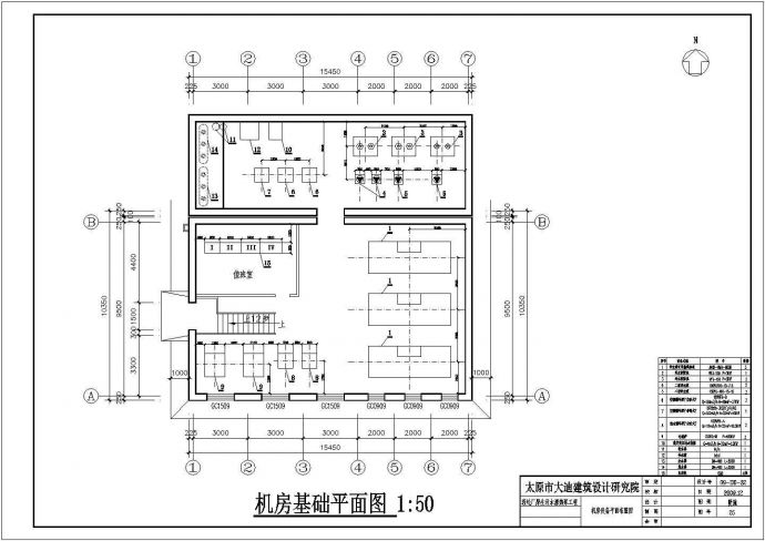 某污水源热泵机房管道设备布置设计图_图1