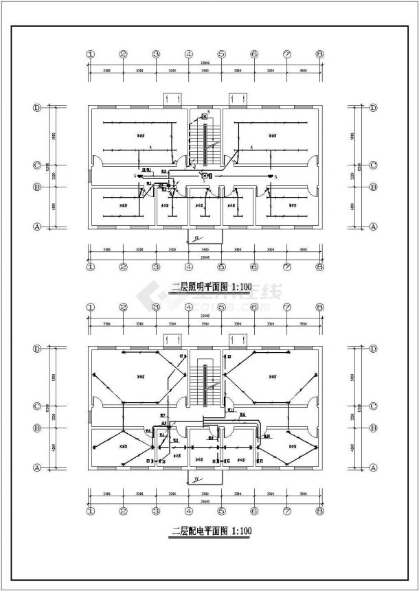 某矿井企业三层职工活动室电气设计施工图-图二
