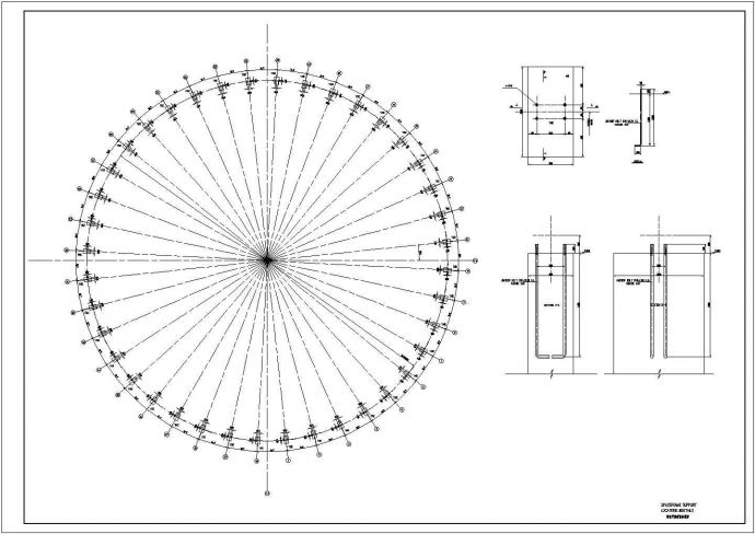 某地120m直径螺栓节点球形网架施工图_图1