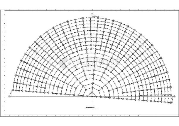 本次设计为:某大跨度球壳网架结构设计图   图纸包括:   网壳结构