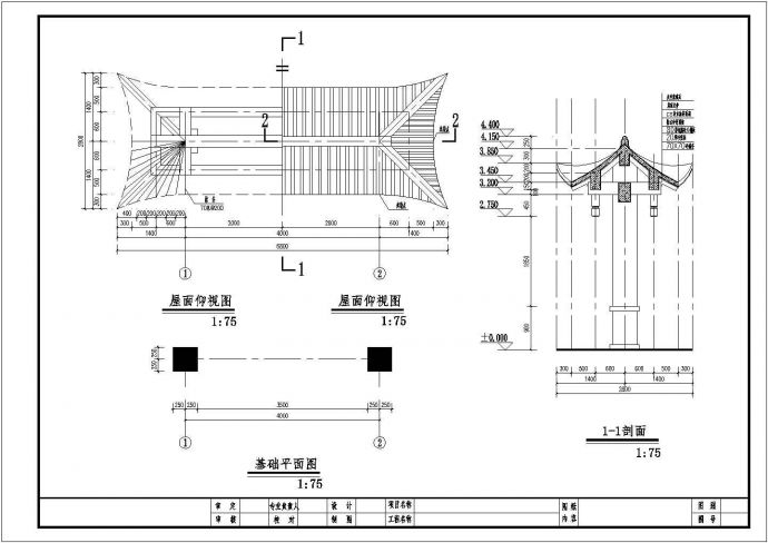 仿古建筑某中式院门建筑施工图（共5张图）_图1