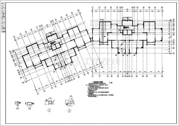 【江苏】某单层框架结构地下汽车库结构施工图-图一