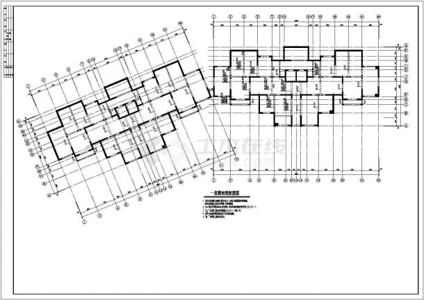 【江苏】某单层框架结构地下汽车库结构施工图-图二