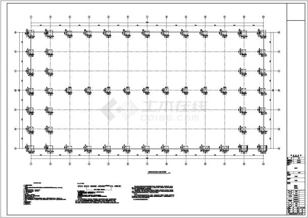 45米两连跨三层门式钢架结构厂房结构施工图-图一