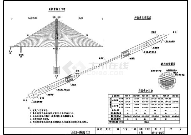 【重庆】某193m高索塔构造斜拉桥施工图（知名大院，国家重点）-图二