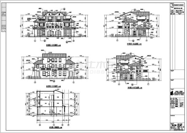 某地两套三层框架结构双拼别墅建筑方案图-图一