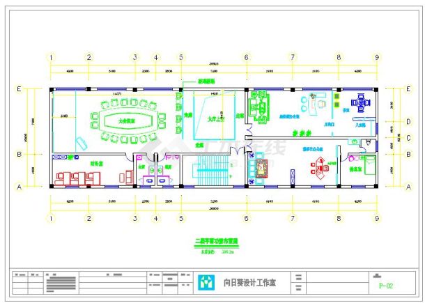 某地办公楼装修设计CAD施工图-图二