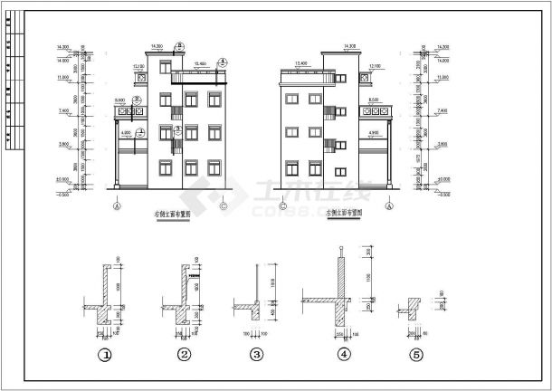 某地3层混凝土框架结构老年活动中心建筑和结构施工图纸-图二