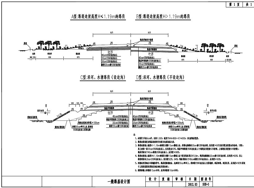 【江苏】某一级公路四车道路基路面施工图（新规范）