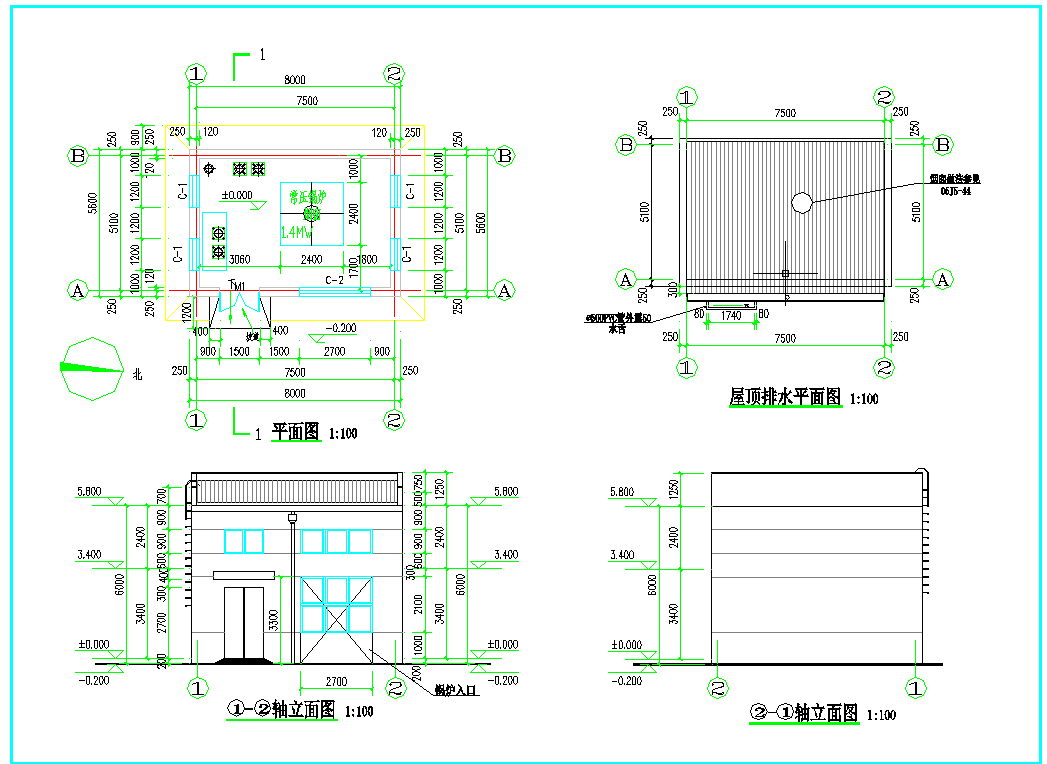 某地常压燃气锅炉房建筑设计图纸