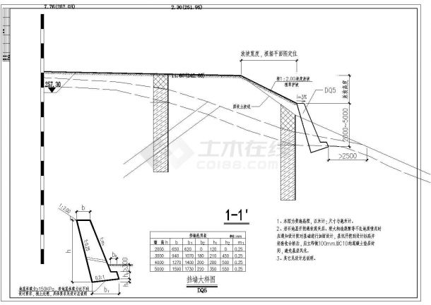 五种常见挡土墙大样及挡墙选用表格-图一