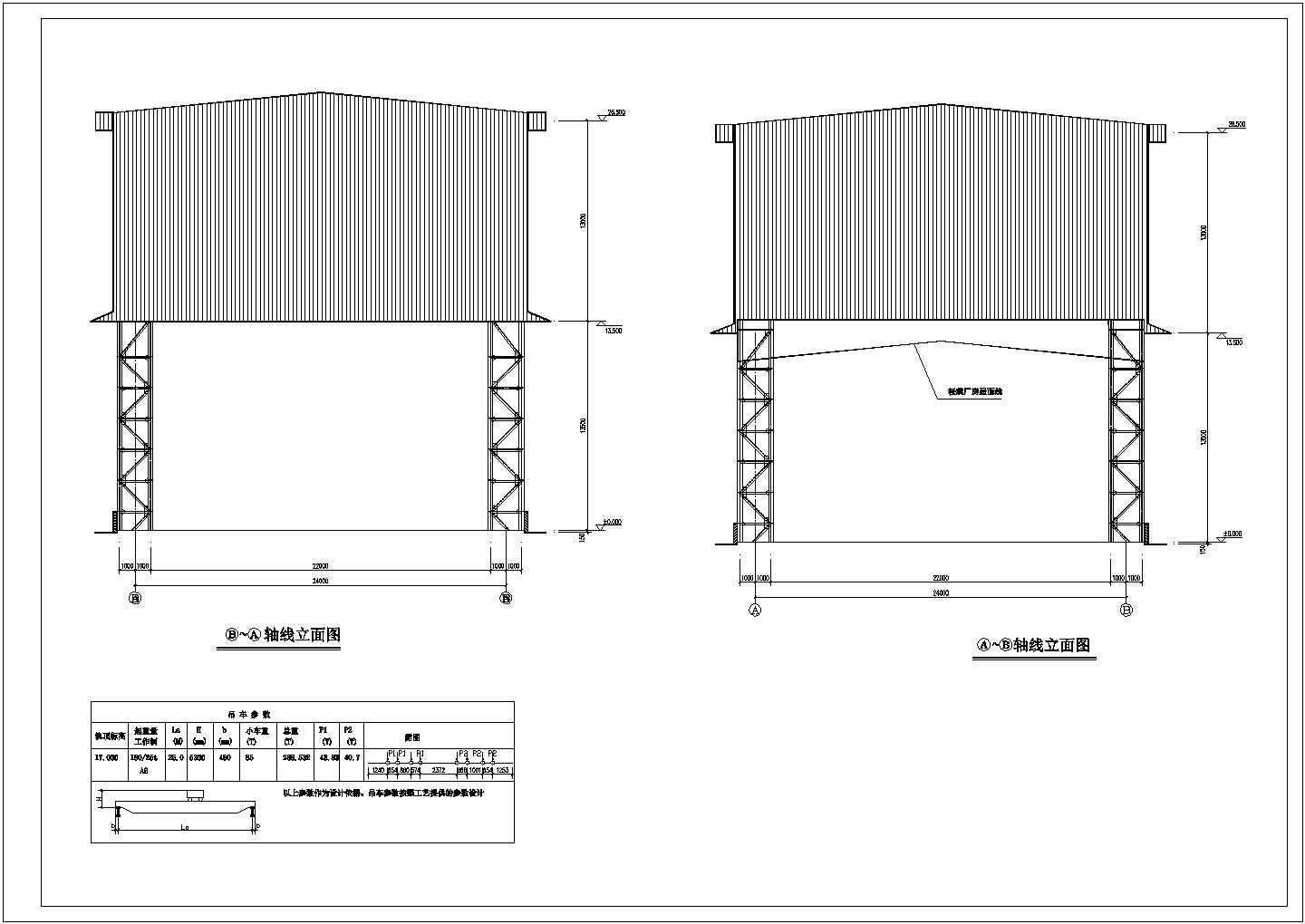 某地24米跨格构柱钢结构厂房施工图