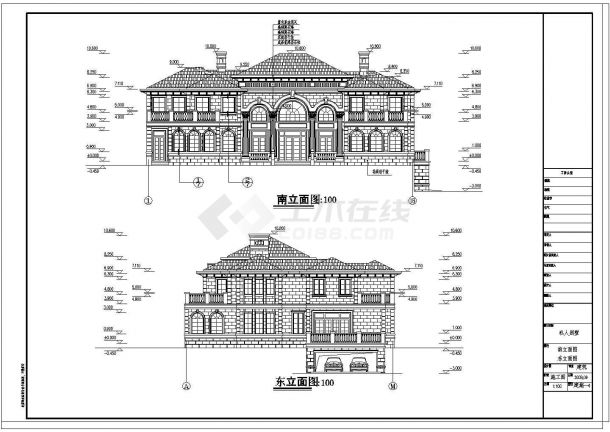 某地2层法式框架结构别墅建筑方案图-图二