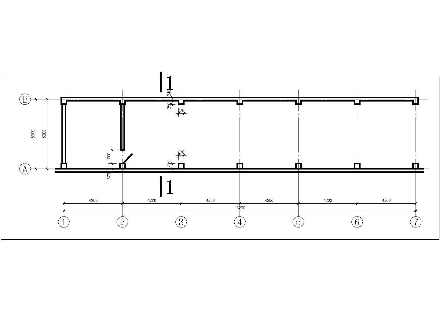 某自行车车棚结构设计图（含设计说明，共一张图）