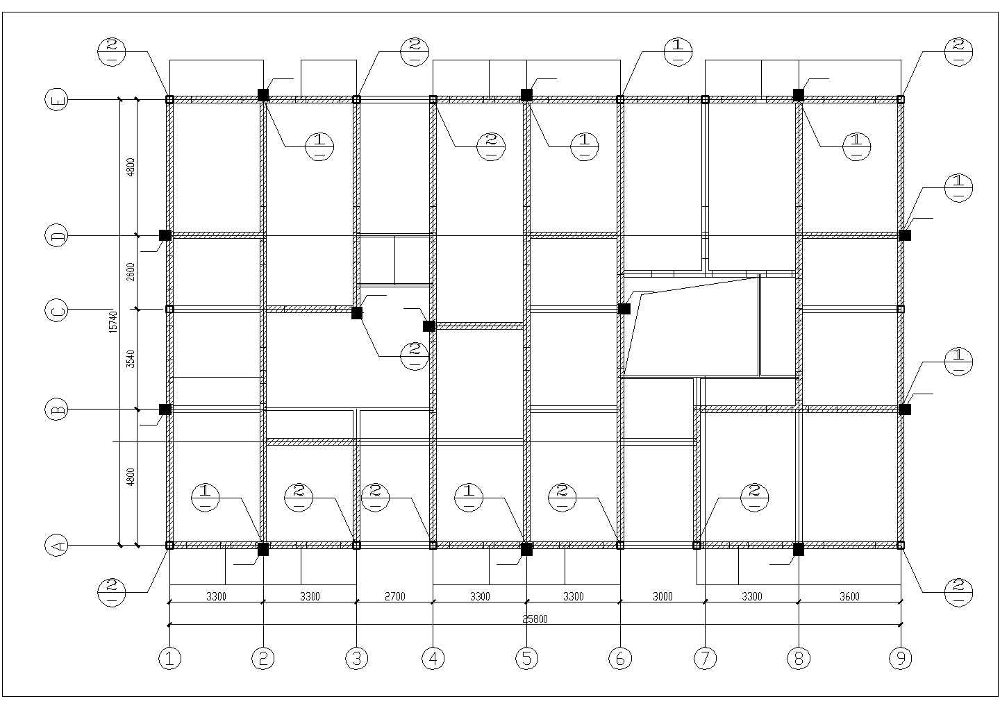 某县供电所1#住宅楼加固工程结构设计图