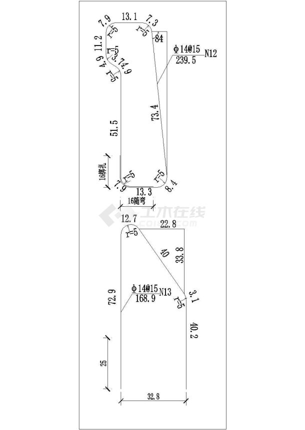 【深圳】某农耕桥加固维修结构图（含设计说明，共6张图）-图二