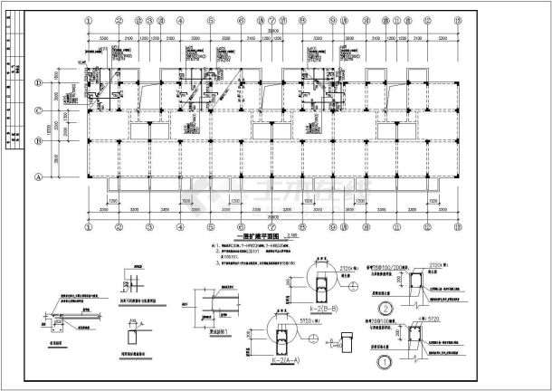 某工程加固扩建结构图（含5张图）-图一