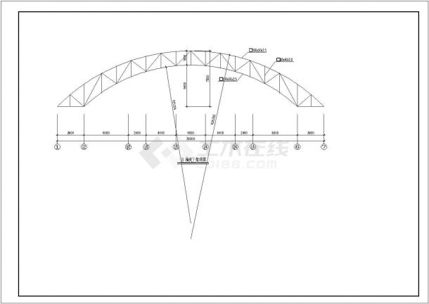 某跨度36米金属拱型波纹屋盖施工图纸-图二