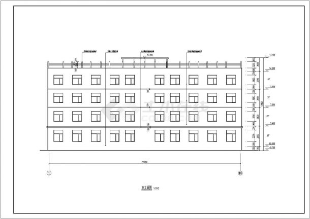 某四层框架结构办公楼建筑设计施工图-图二