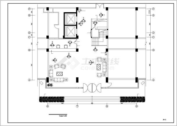 连锁酒店小型酒店大堂装修设计施工图-图一