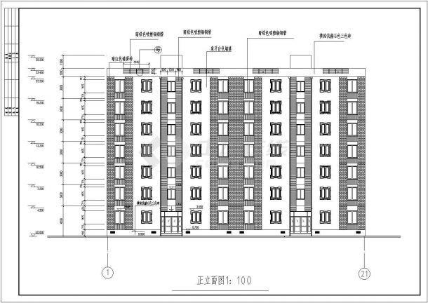 学生课程设计某七层住宅楼建筑设计方案-图一