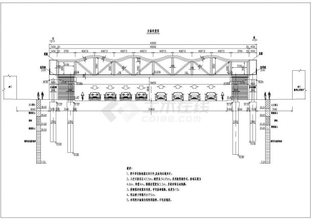 某43.5m桁架梁人行天桥施工图设计-图一