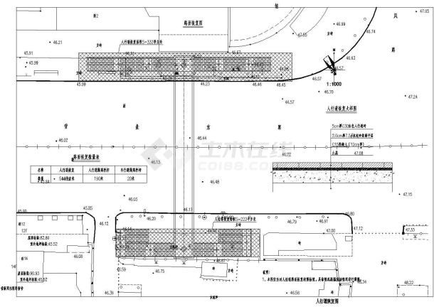 47.5m市政道路路口桁架梁人行天桥设计施工图（含顶棚设计）-图一