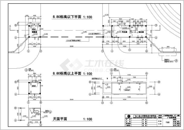 广东药学院赤岗校区大门及围墙建筑方案设计图-图二