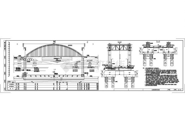 钢管混凝土下承式系杆无铰拱拱桥全套施工图（主桥为净跨280米）-图一