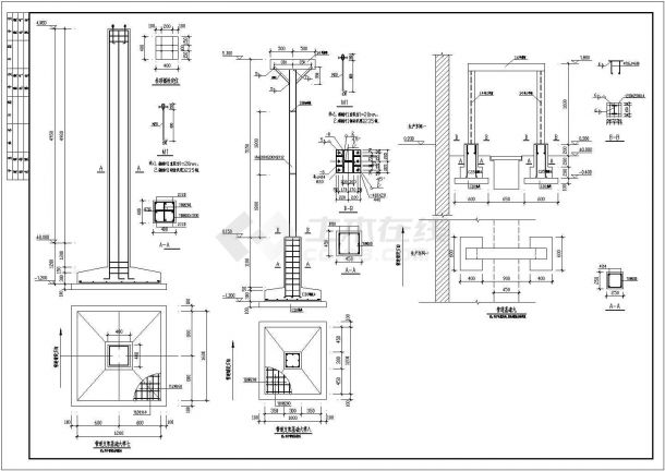 某地厂区蒸汽管线基础图及蒸汽管线过路钢桁架结构图-图二