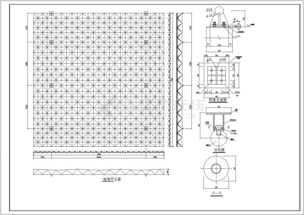 某四角锥双层网架结构体育馆结构设计施工图（6度抗震）-图二