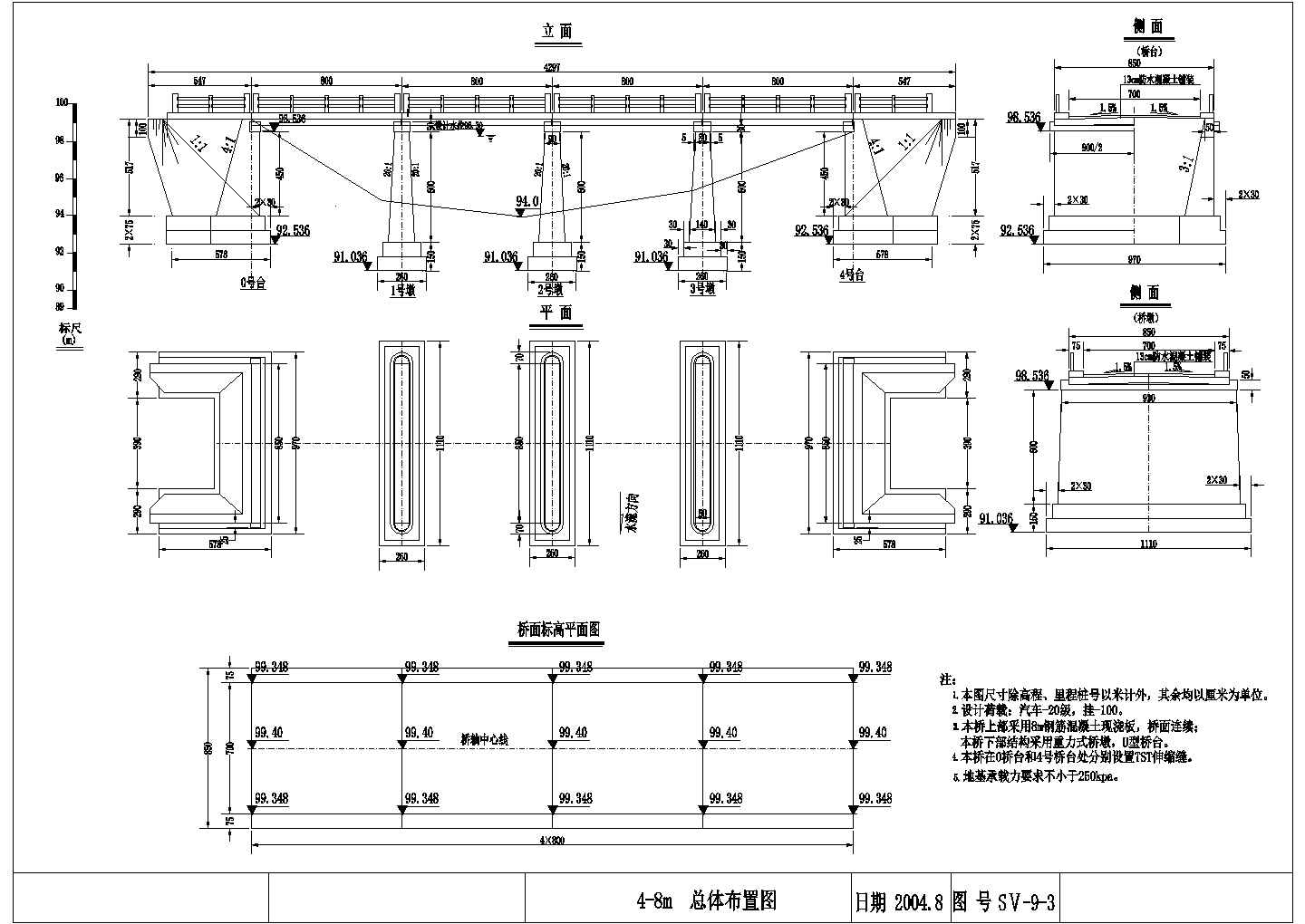 【山东】4x8米钢筋混凝土板桥全套施工图