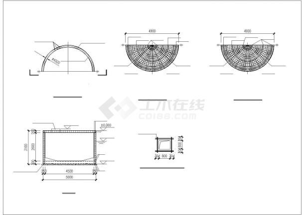某圆形水池结构设计图（混凝土结构，共2张）-图一