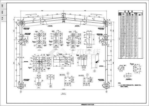 【玉溪】单层修理车间结构设计图-图二