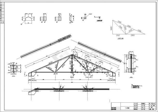 某二层砖混砌体结构屋面为三角形方管桁架结构施工图-图二