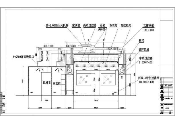 【上海】某研究所实验室净化空调设计图-图一