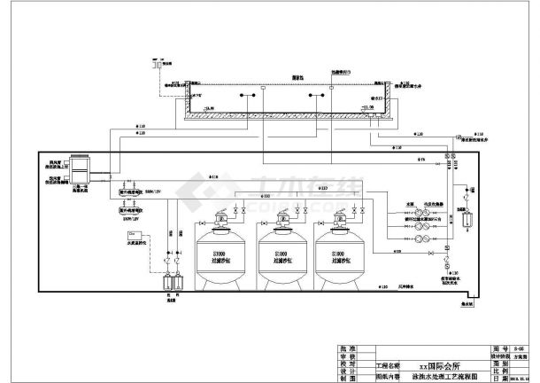 【海南】国际会所室内游泳池水处理系统设计施工图纸-图二