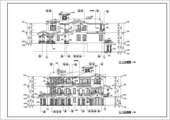 某地3层框架结构现代风格别墅建筑方案设计图纸_图1