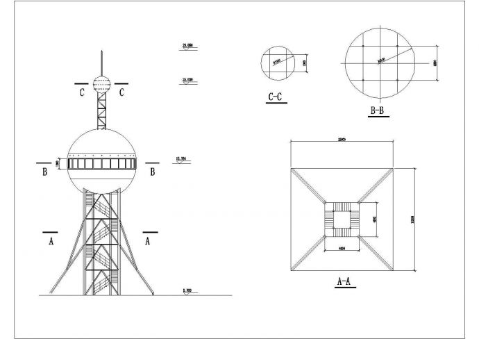 某钢管观光塔结构设计图(含效果图)_图1