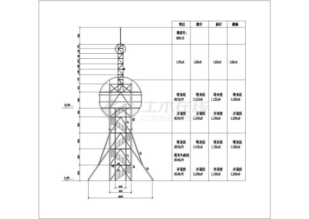 某钢管观光塔结构设计图(含效果图)-图二