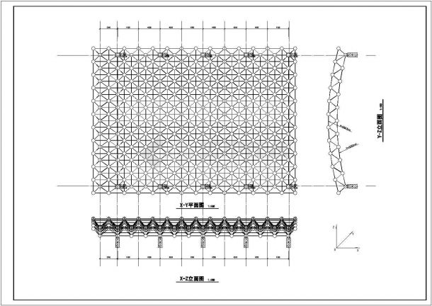 某圆柱面网壳结构CAD平面布置参考图-图二